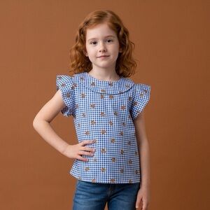 Disney Finding Nemo Gingham Short-Sleeve Ruffle Top